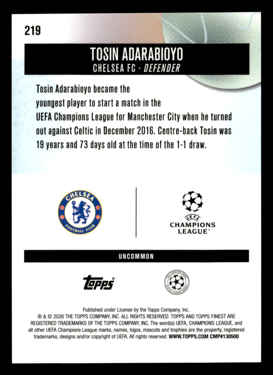 2025-26 Finest UEFA Club Competitions #219 Tosin Adarabioyo Blue Refractor #/150