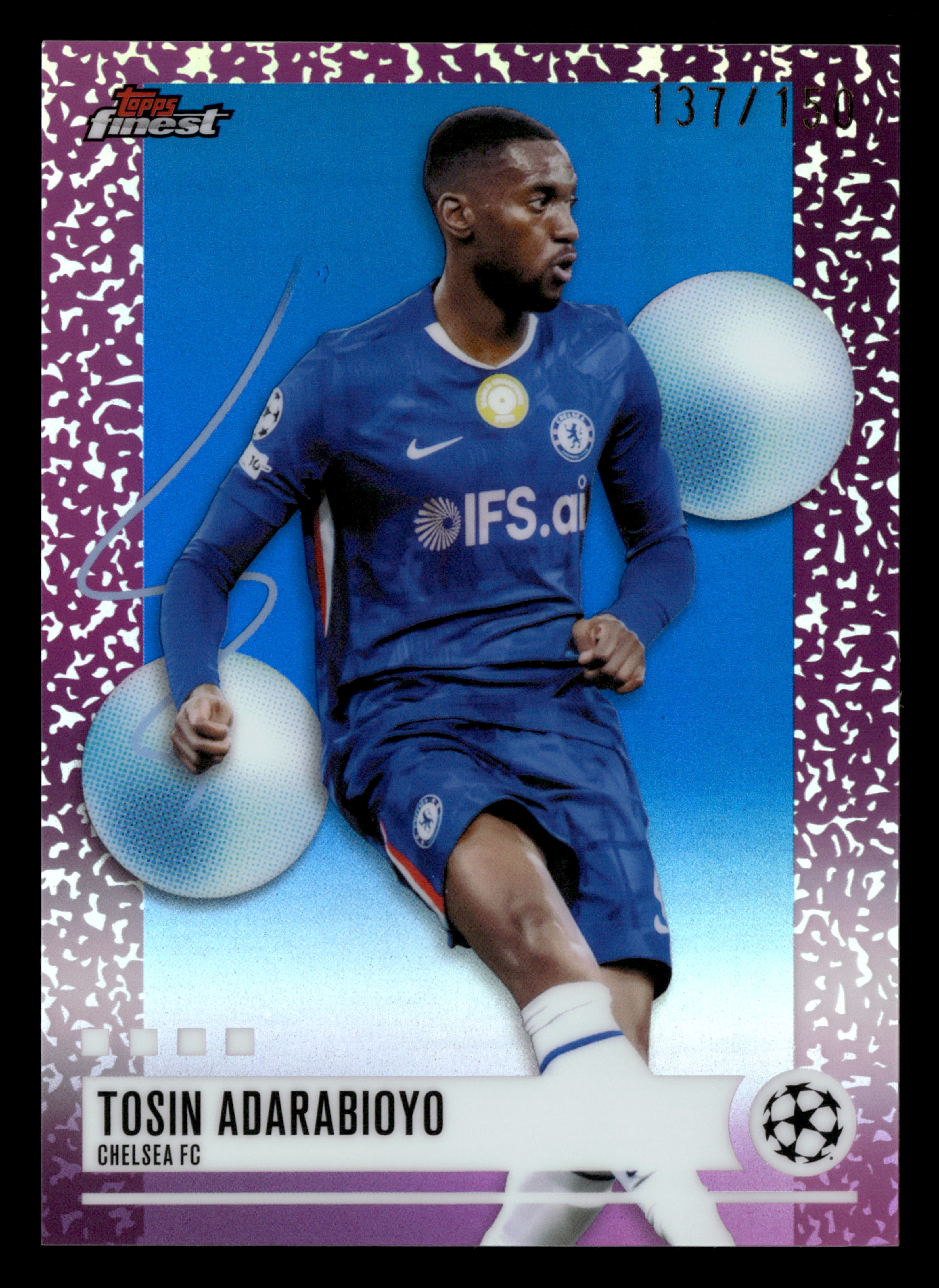 2025-26 Finest UEFA Club Competitions #219 Tosin Adarabioyo Blue Refractor #/150