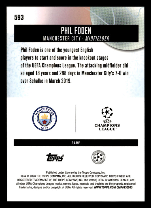 2025-26 Finest UEFA Club Competitions #593 Phil Foden Orange Refractor #/15