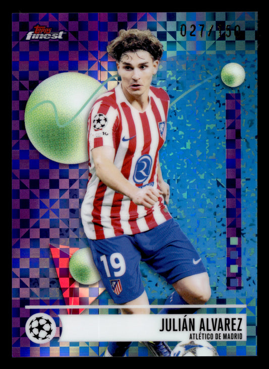 2025-26 Finest UCC #26 Julián Alvarez Purple Checkerboard Refractor #/150