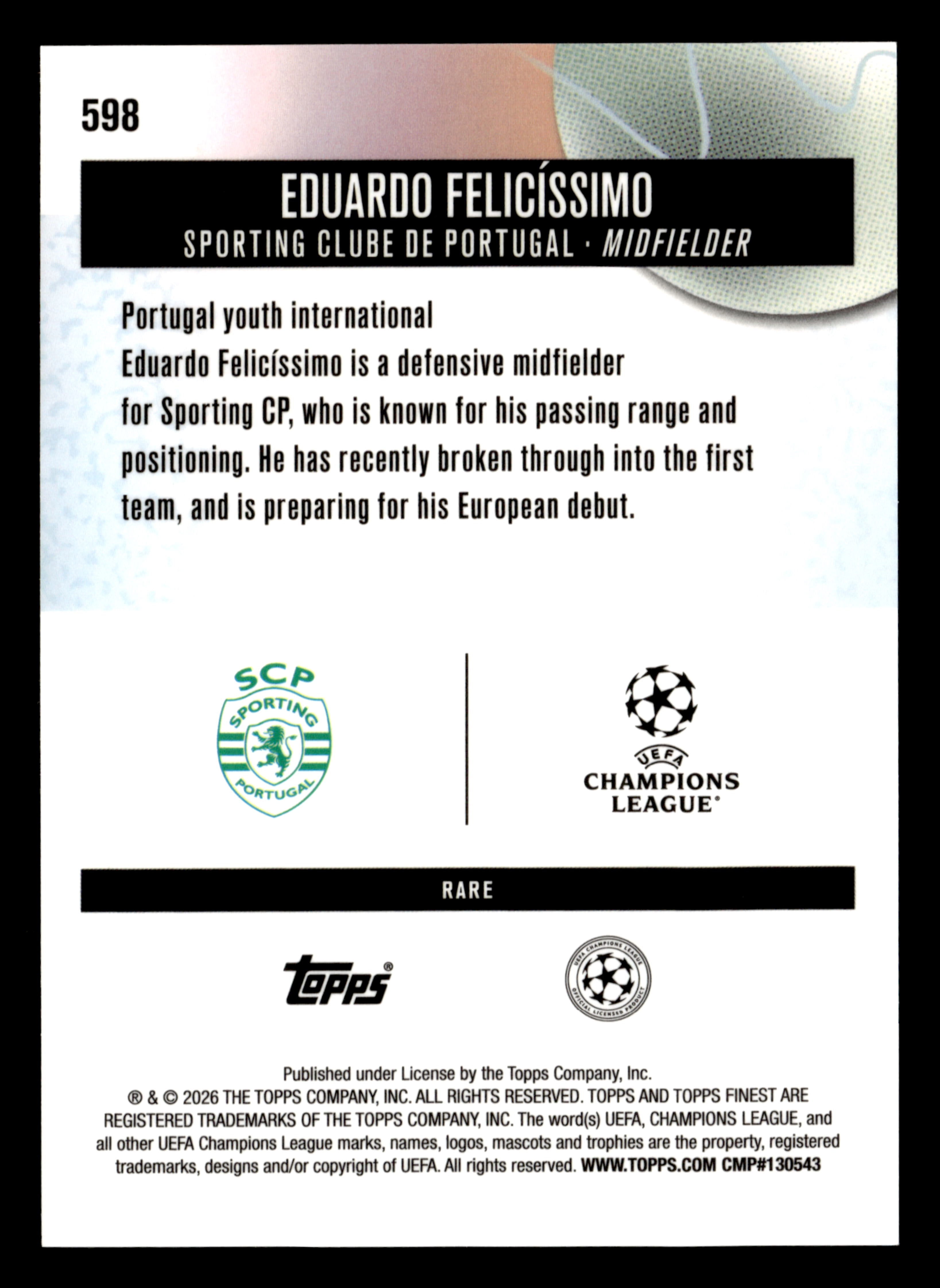 2025-26 Finest UCC #598 Eduardo Felicíssimo Purple Checkerboard Refractor #/75