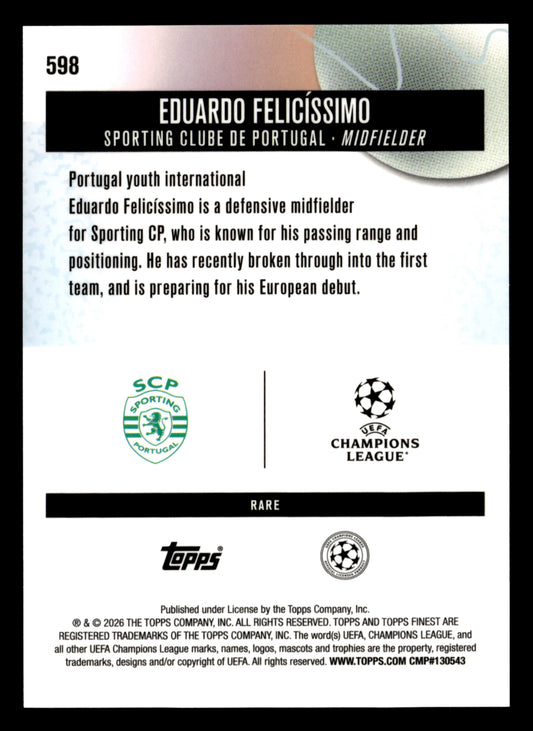 2025-26 Finest UCC #598 Eduardo Felicíssimo Purple Checkerboard Refractor #/75