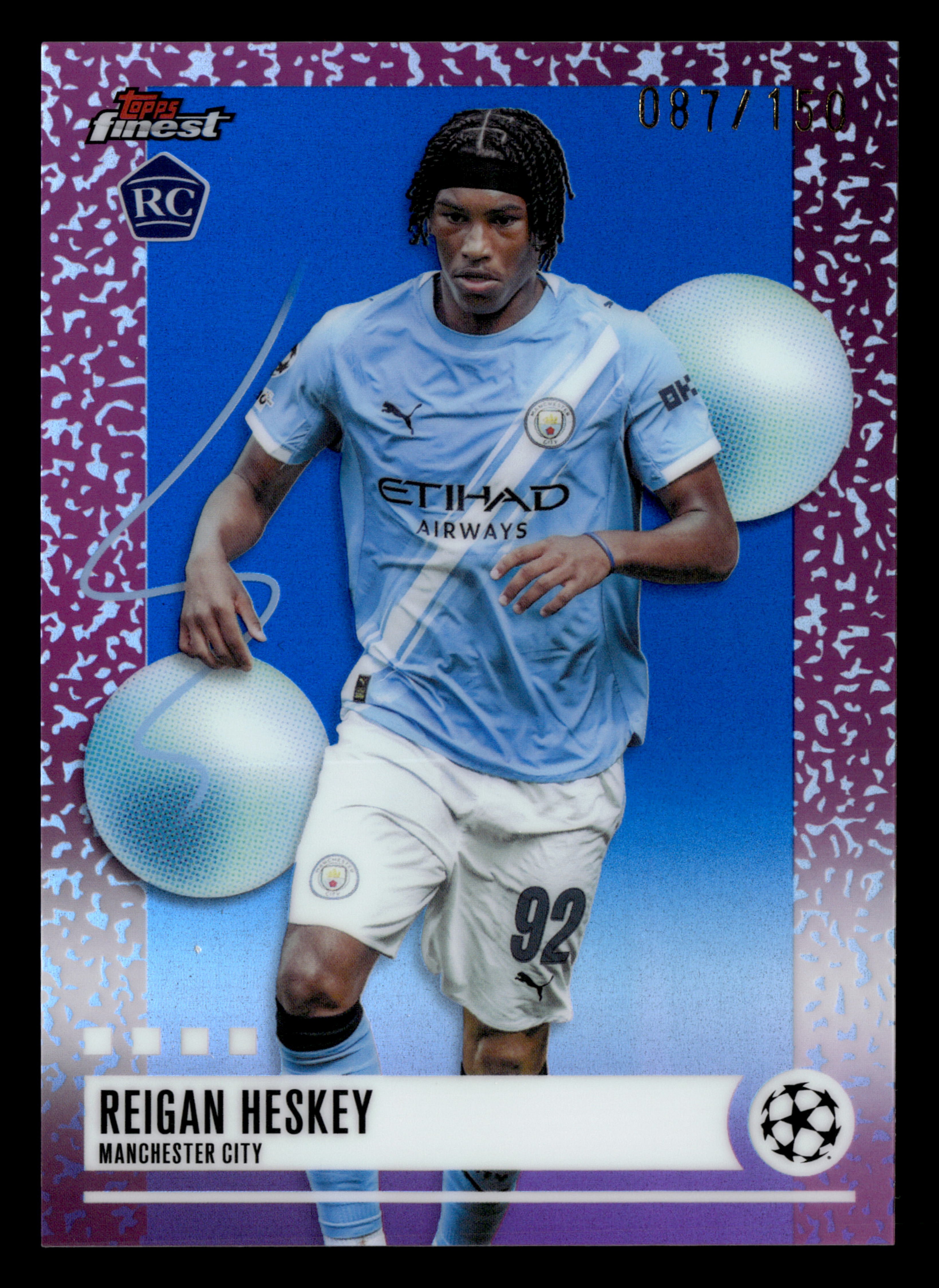 2025-26 Finest UEFA Club Competitions #382 Reigan Heskey Blue Refractor #/150