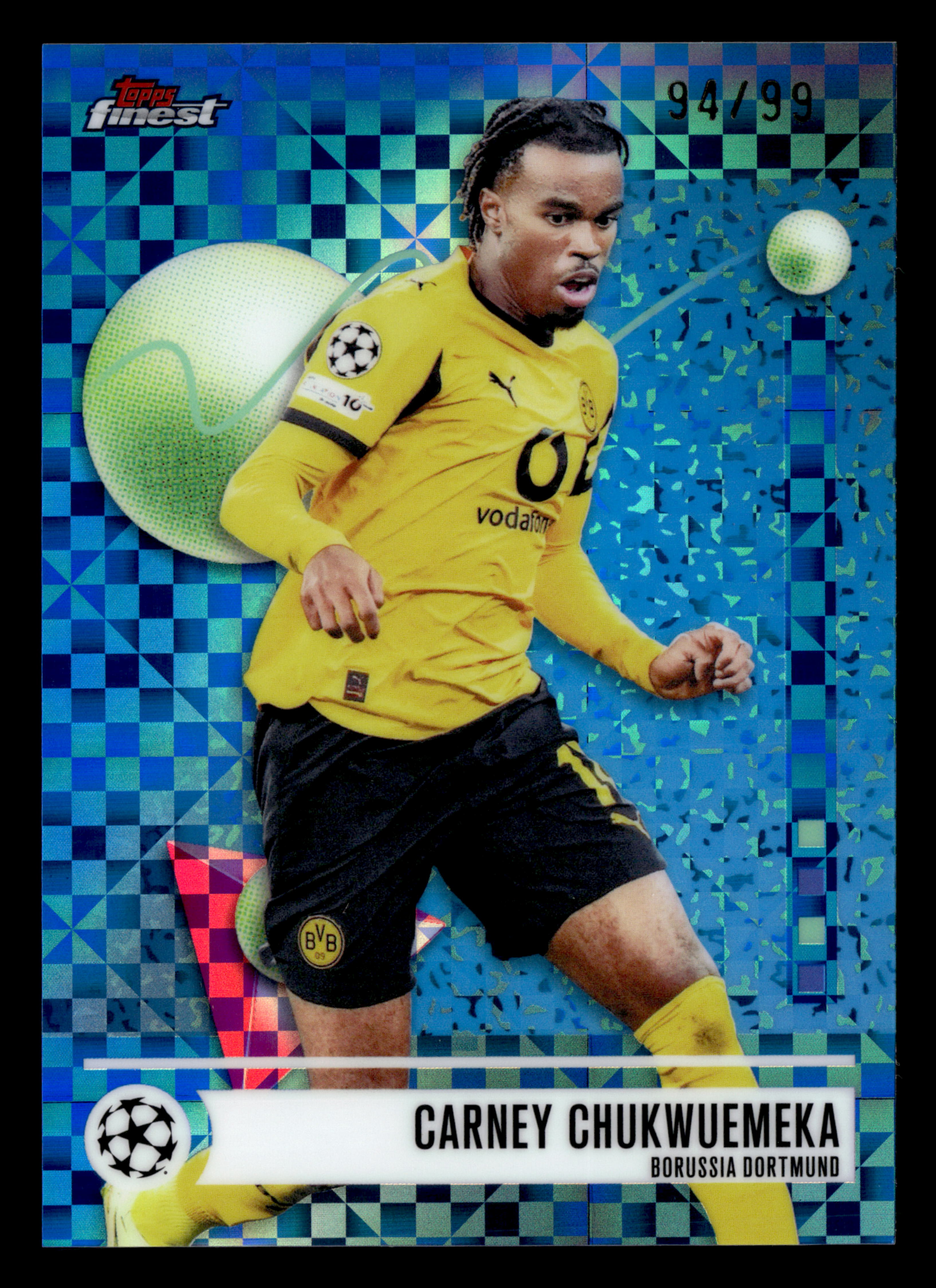 2025-26 Finest UCC #35 Carney Chukwuemeka Blue Checkerboard Refractor #/99