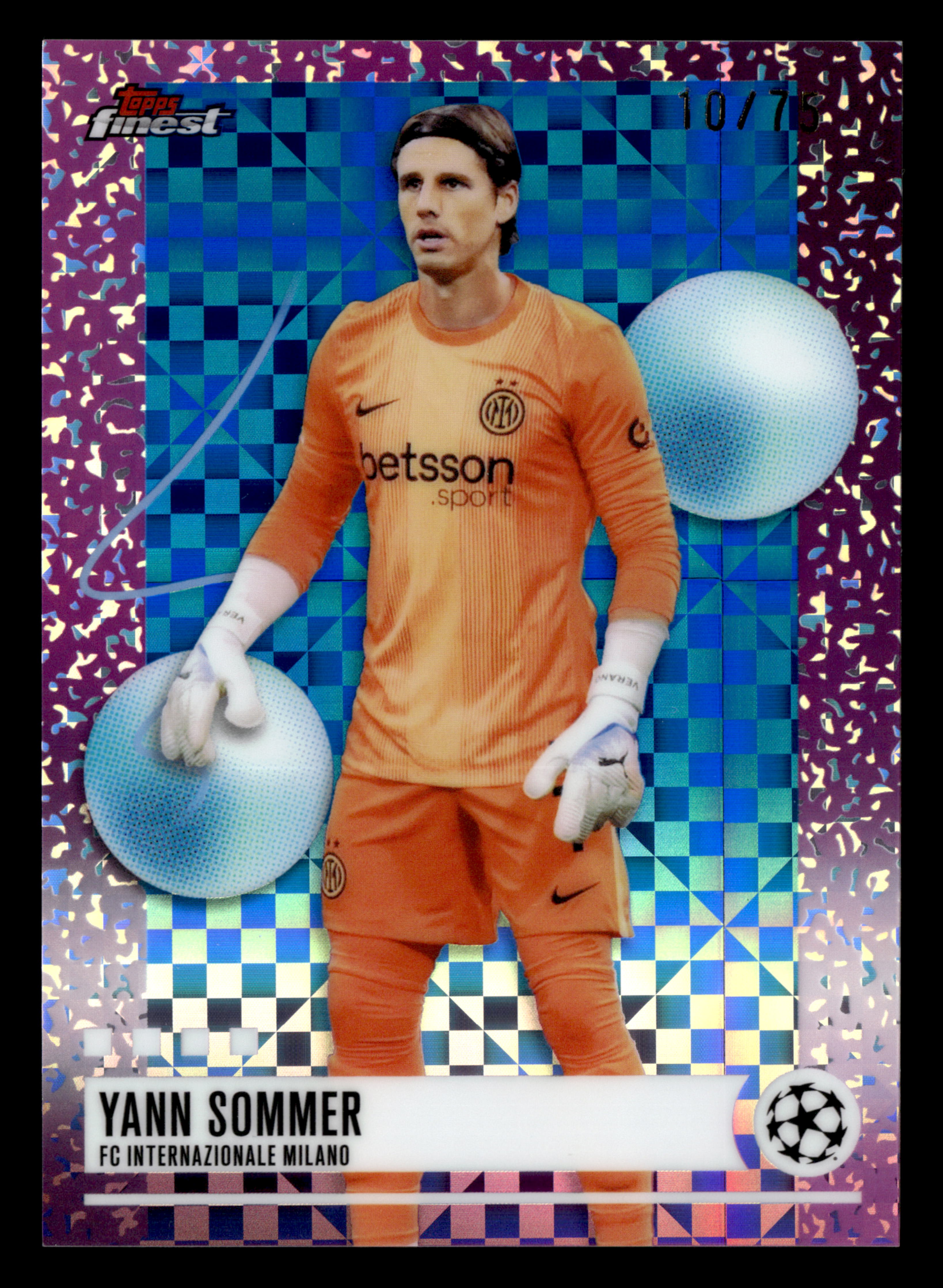 2025-26 Finest UCC #280 Yann Sommer Blue Checkerboard Refractor #/75