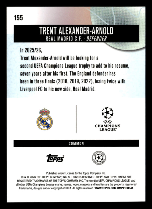 2025-26 Finest UCC #155 Trent Alexander-Arnold Blue Refractor #/200