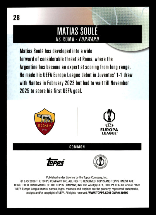 2025-26 Finest UEFA Club Competitions #28 Matias Soulé Green Refractor #/75