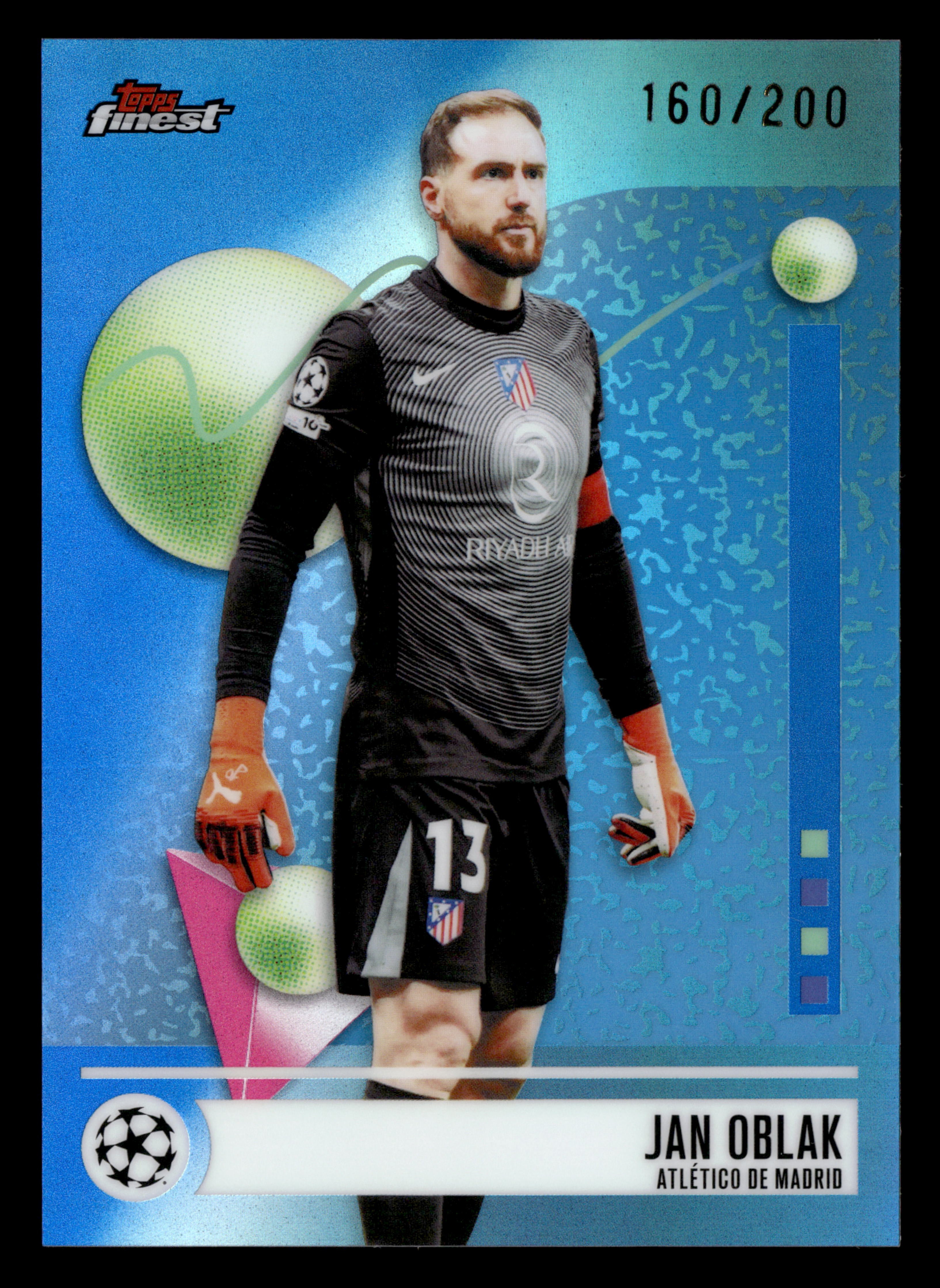 2025-26 Finest UEFA Club Competitions #44 Jan Oblak Blue Refractor #/200