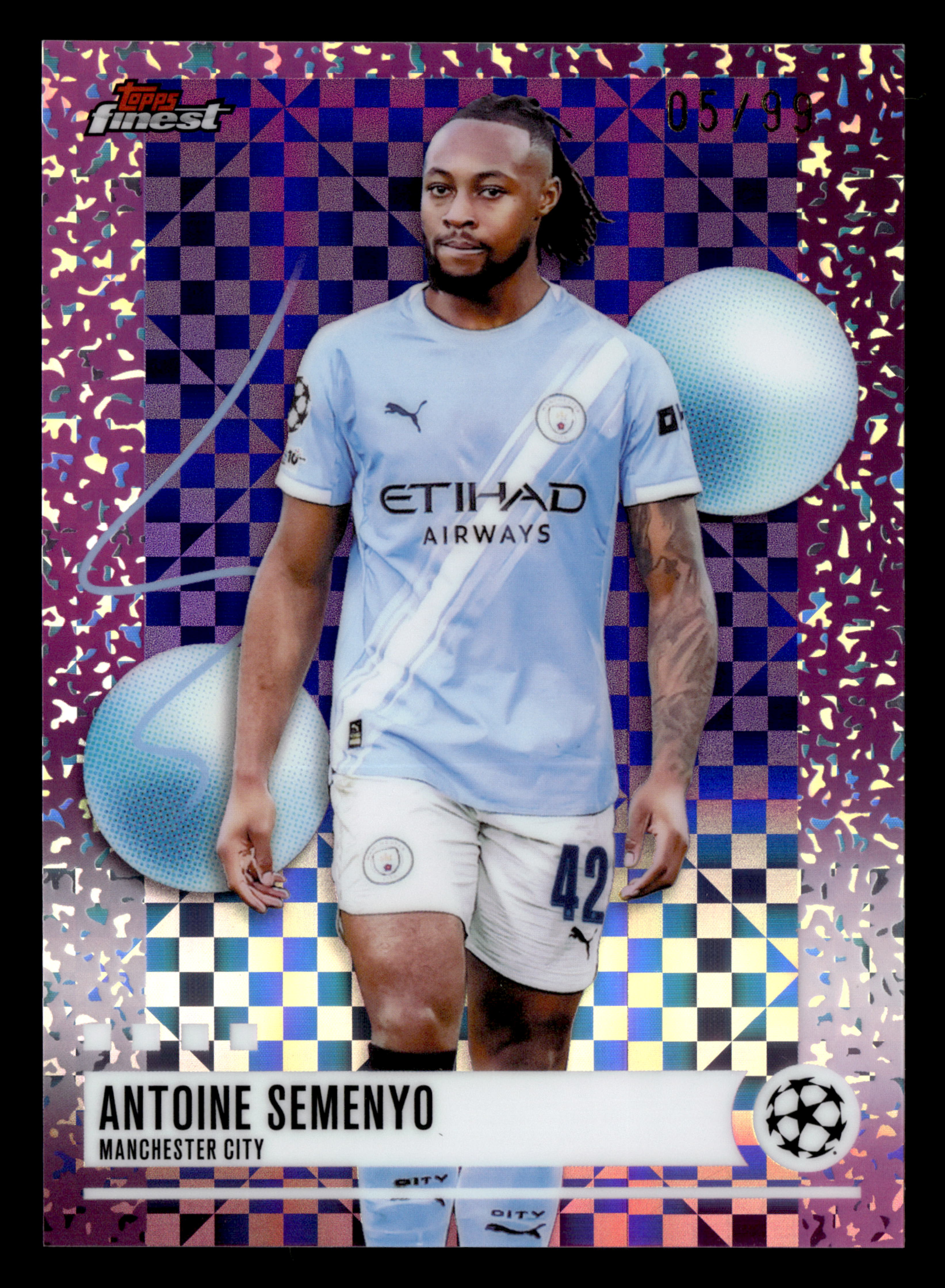 2025-26 Finest UCC #291 Antoine Semenyo Purple Checkerboard Refractor #/99
