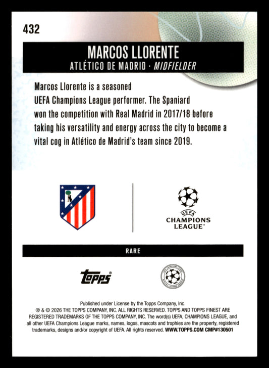 2025-26 Finest UCC #432 Marcos Llorente Purple Checkerboard Refractor #/75