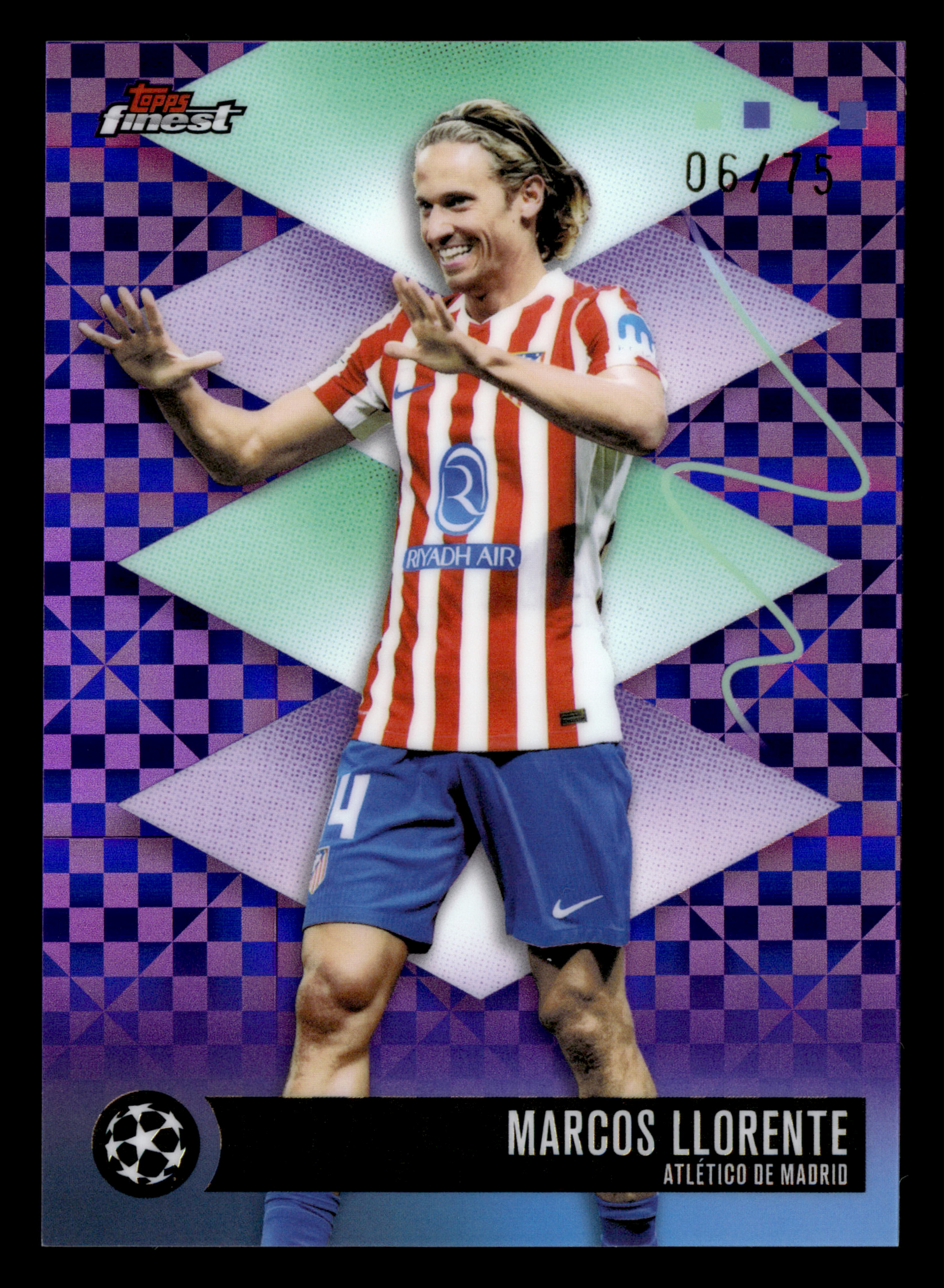 2025-26 Finest UCC #432 Marcos Llorente Purple Checkerboard Refractor #/75