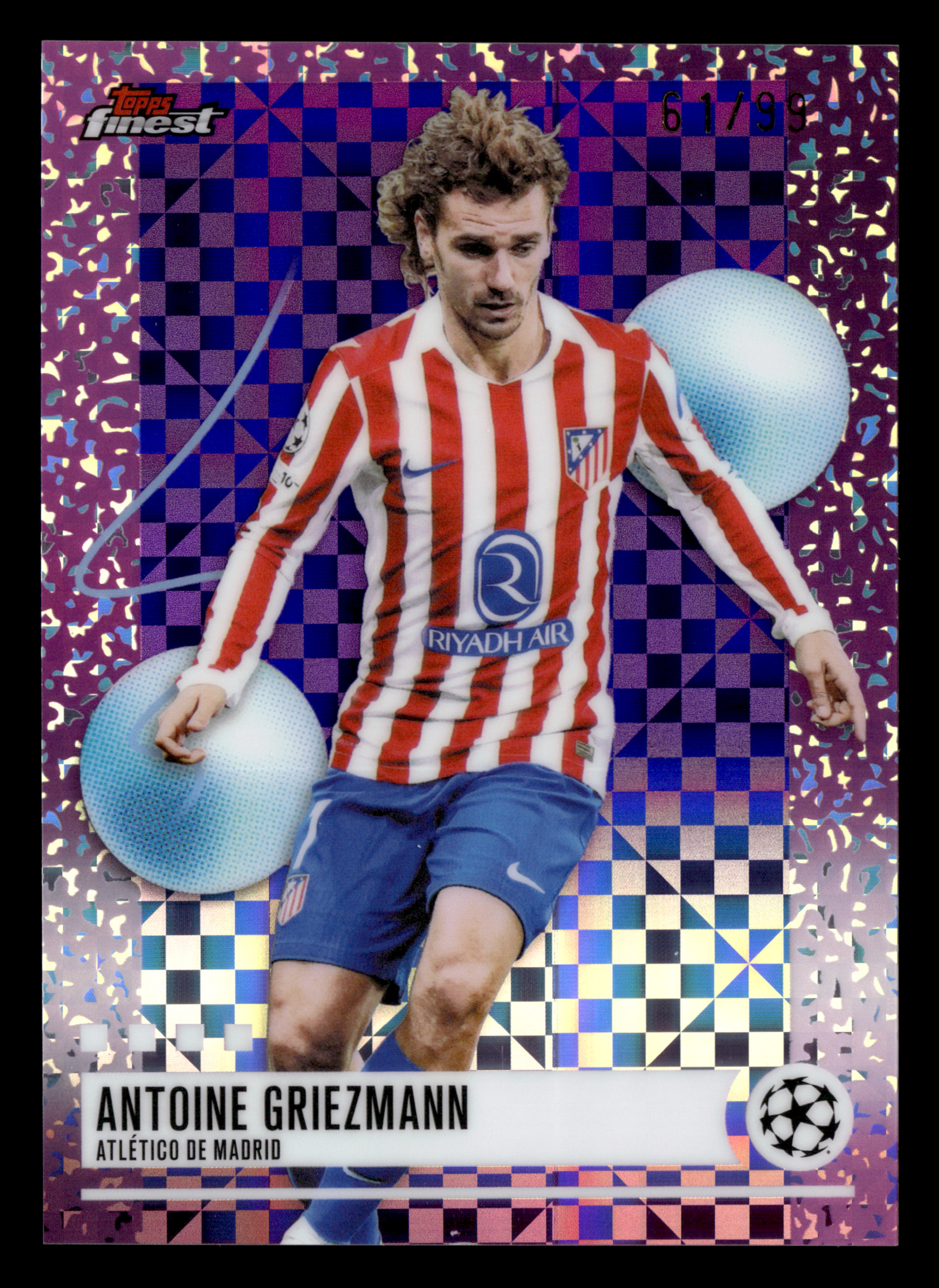 2025-26 Finest UCC #201 Antoine Griezmann Purple Checkerboard Refractor #/99