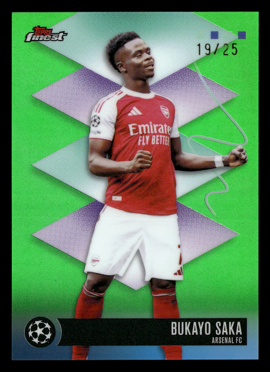 2025-26 Finest UEFA Club Competitions #472 Bukayo Saka Green Refractor #/25