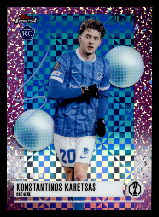 2025-26 Finest UCC #360 Konstantinos Karetsas Blue Checkerboard Refractor #/75