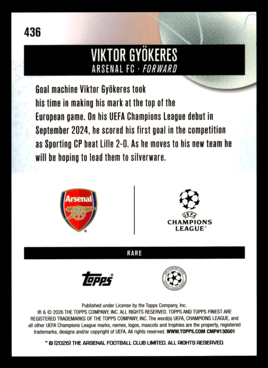 2025-26 Finest UEFA Club Competitions #436 Viktor Gyökeres Gold Refractor #/20