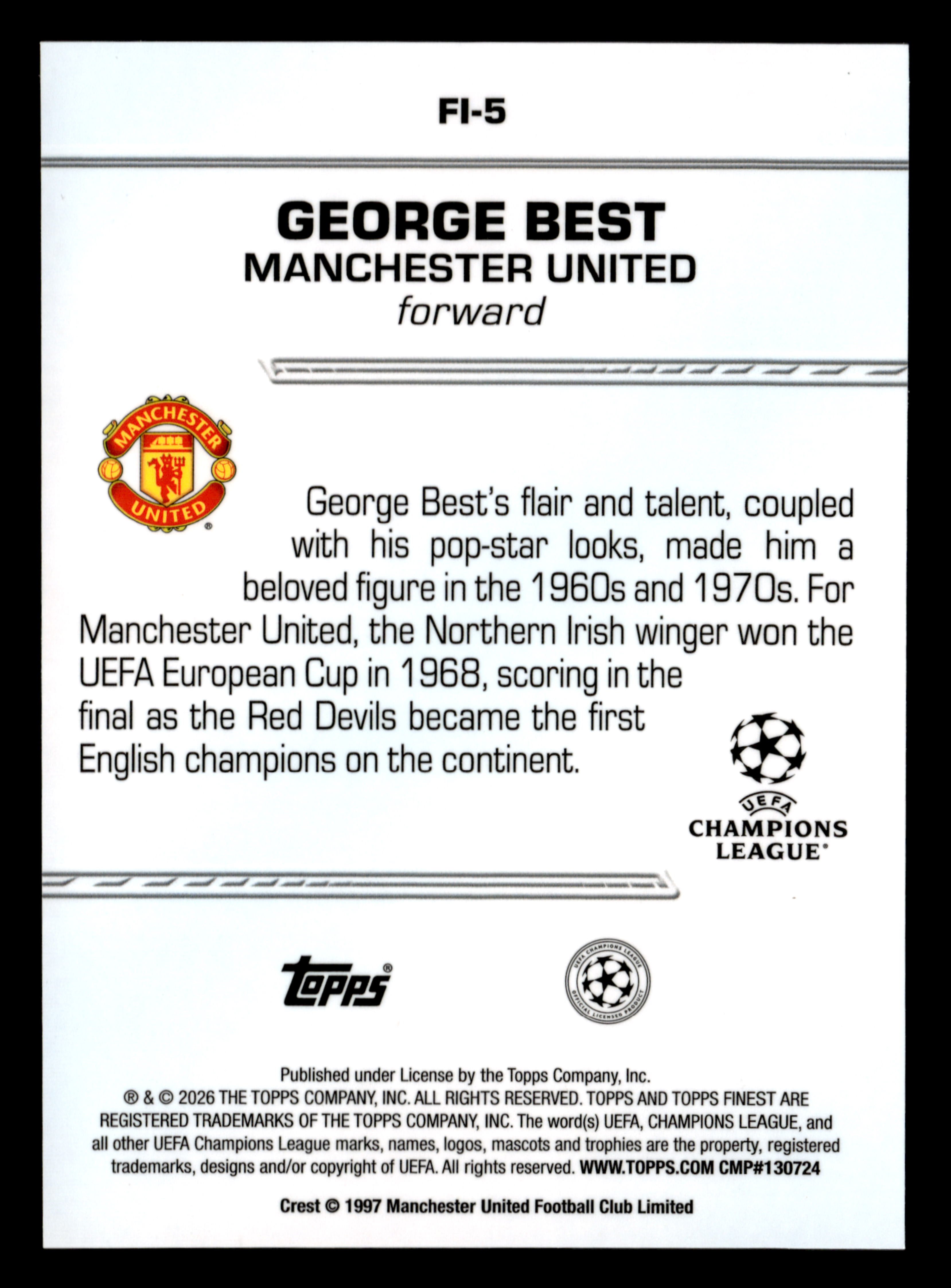 2025-26 Finest UEFA Club Competitions #FI-5 George Best Finest Idols Bronze