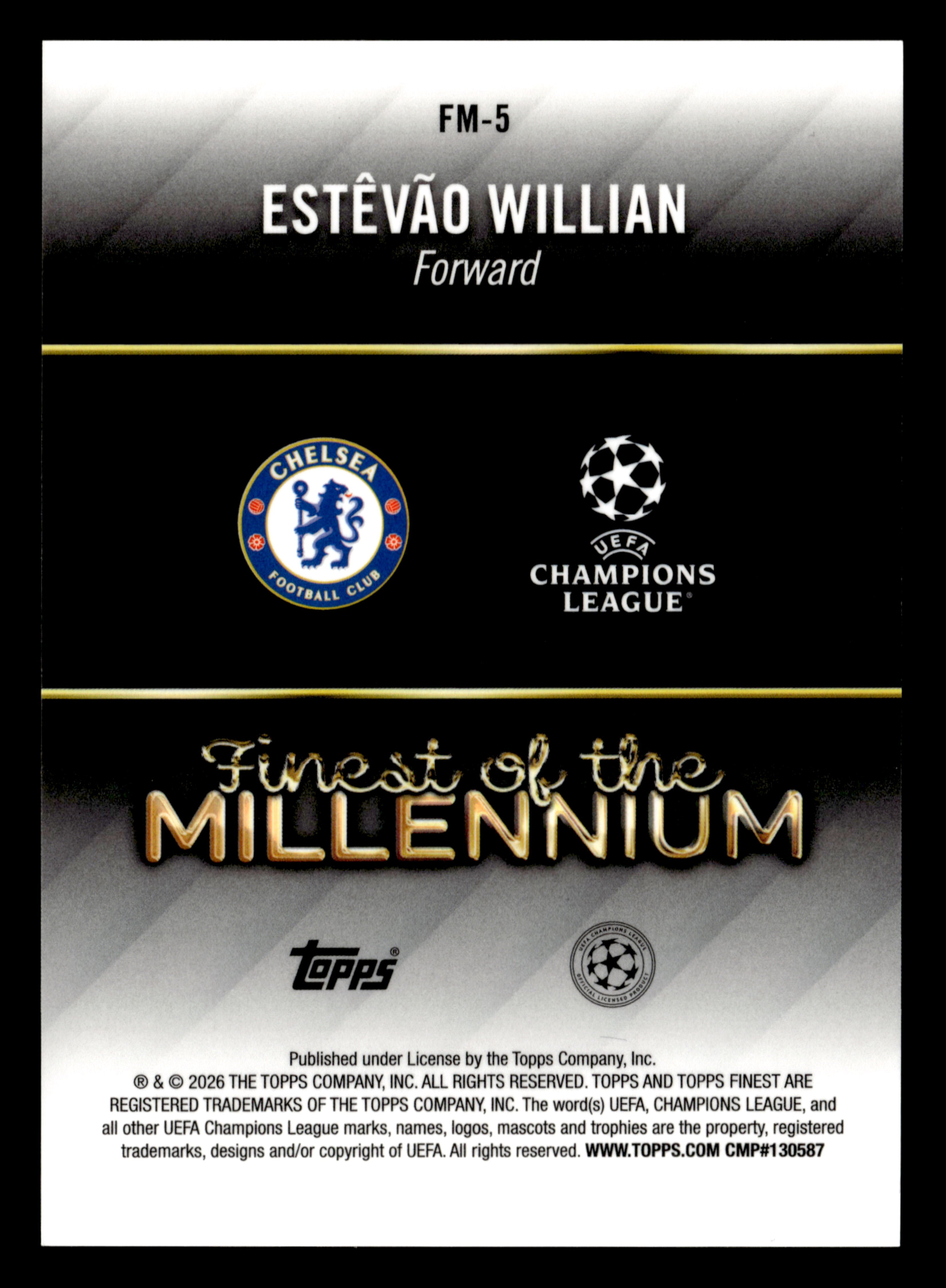 2025-26 Finest UCC #FM-5 Estêvão Willian FotM Aqua Refractor #/199
