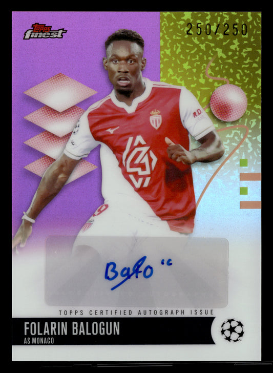 2025-26 Finest UCC #BA-FB Folarin Balogun Base Autographs Pink Refractor #/250