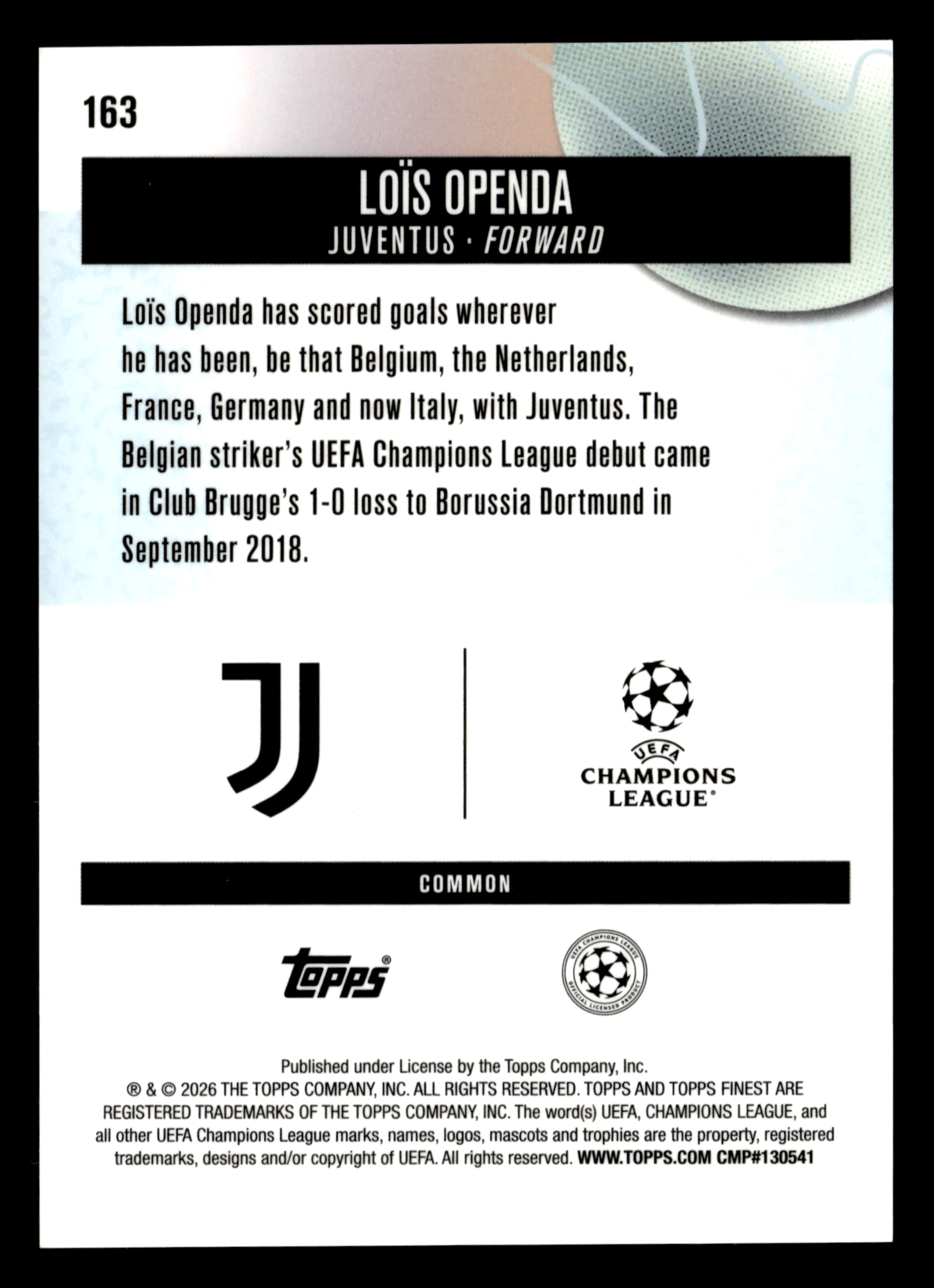 2025-26 Finest UEFA Club Competitions #163 Loïs Openda Oil Spill Refractor