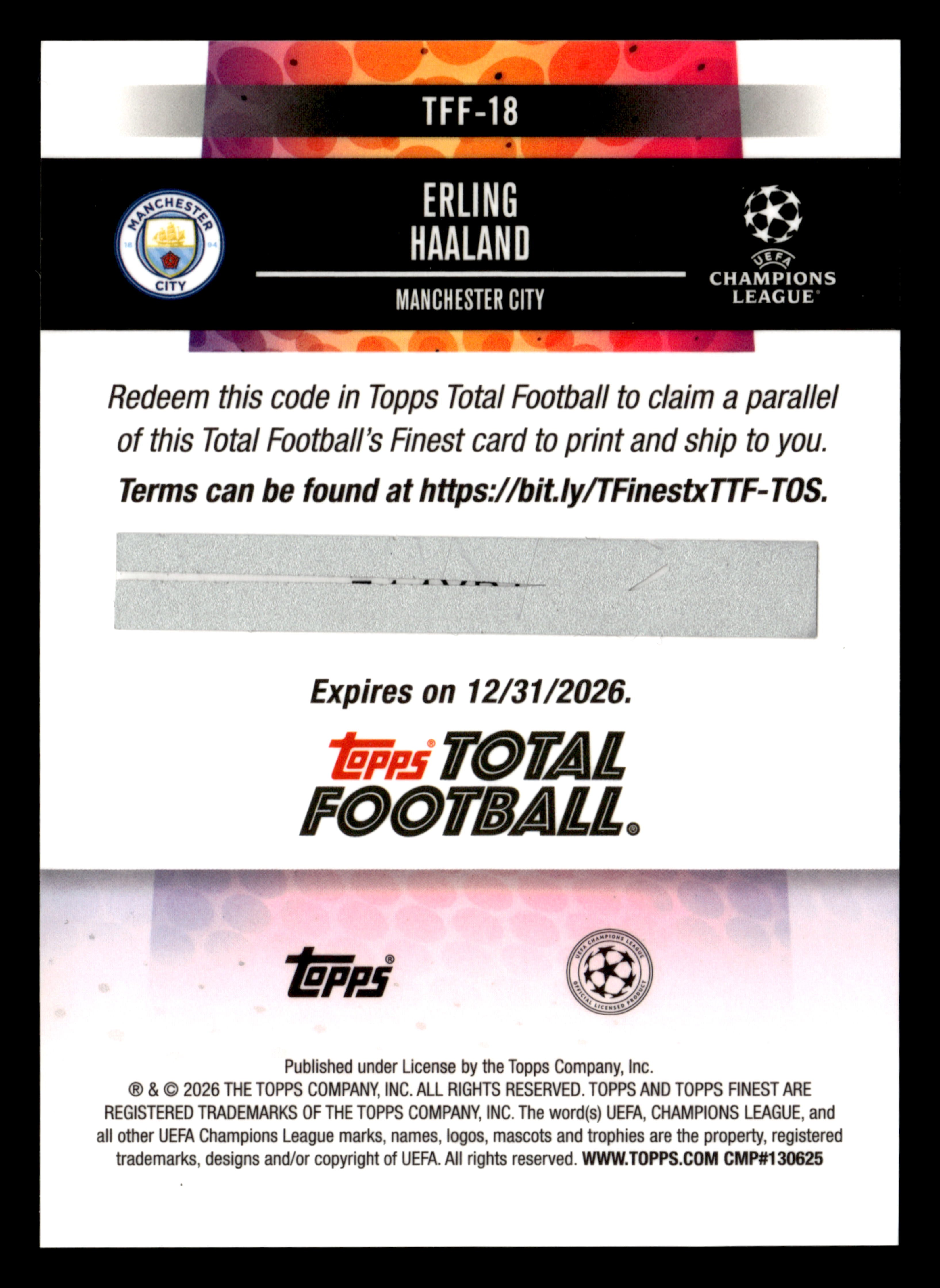2025-26 Finest UCC #TFF-18 Erling Haaland Total Football's Finest