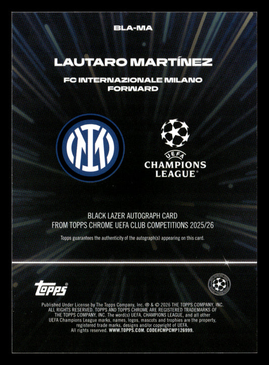 2025-26 Topps Chrome UCC #BLA-MA Lautaro Martínez Black/Gold Lazer #/50