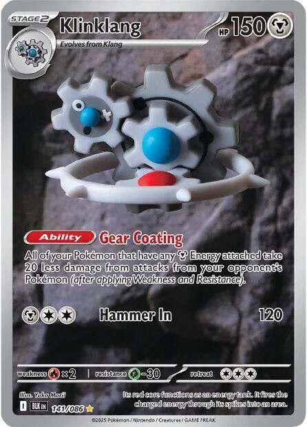 2025 Pokemon SV: Black Bolt Klinklang - 141/086 Illustration Rare
