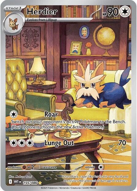 2025 Pokemon SV: White Flare Herdier - 155/086 Illustration Rare