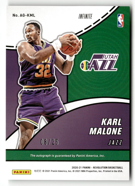 2020-21 Panini Revolution #AG-KML Karl Malone Autographs Infinite #/25