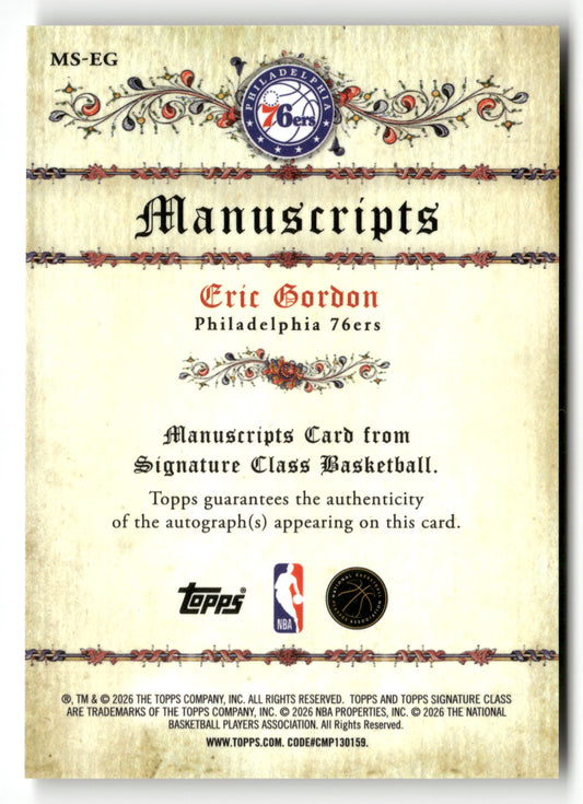 2025-26 Topps Signature Class #MS-EG Eric Gordon Manuscripts