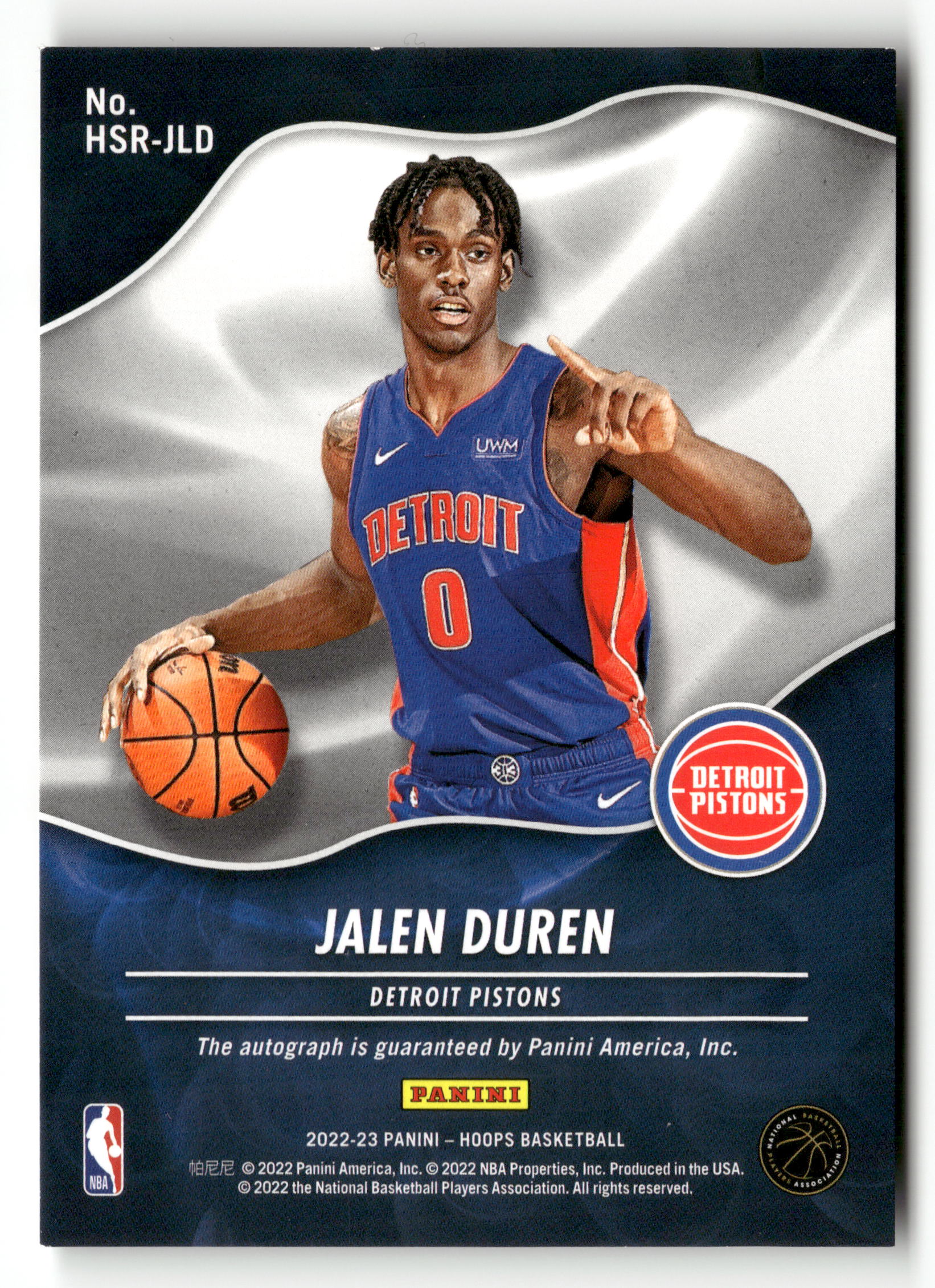 2022-23 Hoops #HSR-JLD Jalen Duren Hot Signatures Rookies