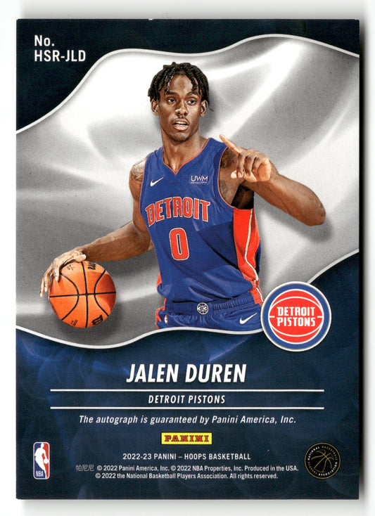 2022-23 Hoops #HSR-JLD Jalen Duren Hot Signatures Rookies