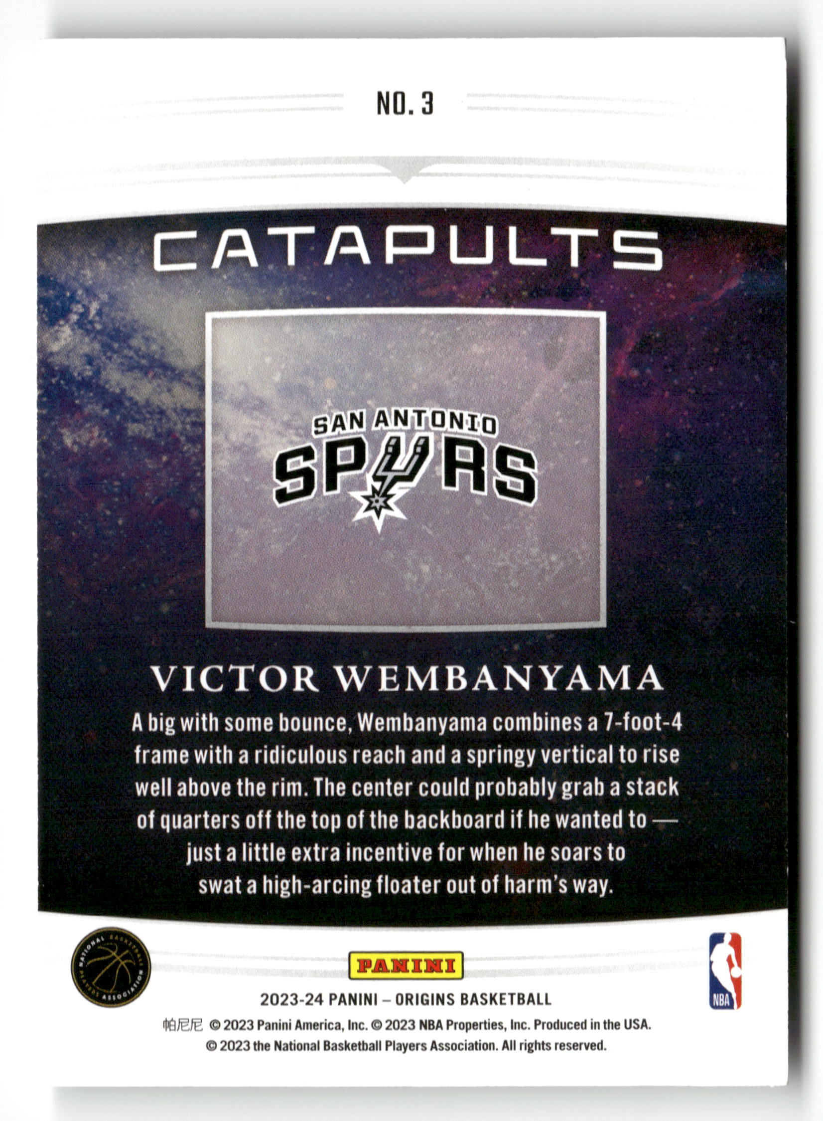 2023-24 Panini Origins #3 Victor Wembanyama Catapults