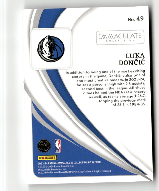 2023-24 Panini Immaculate Collection #49 Luka Doncic #/25