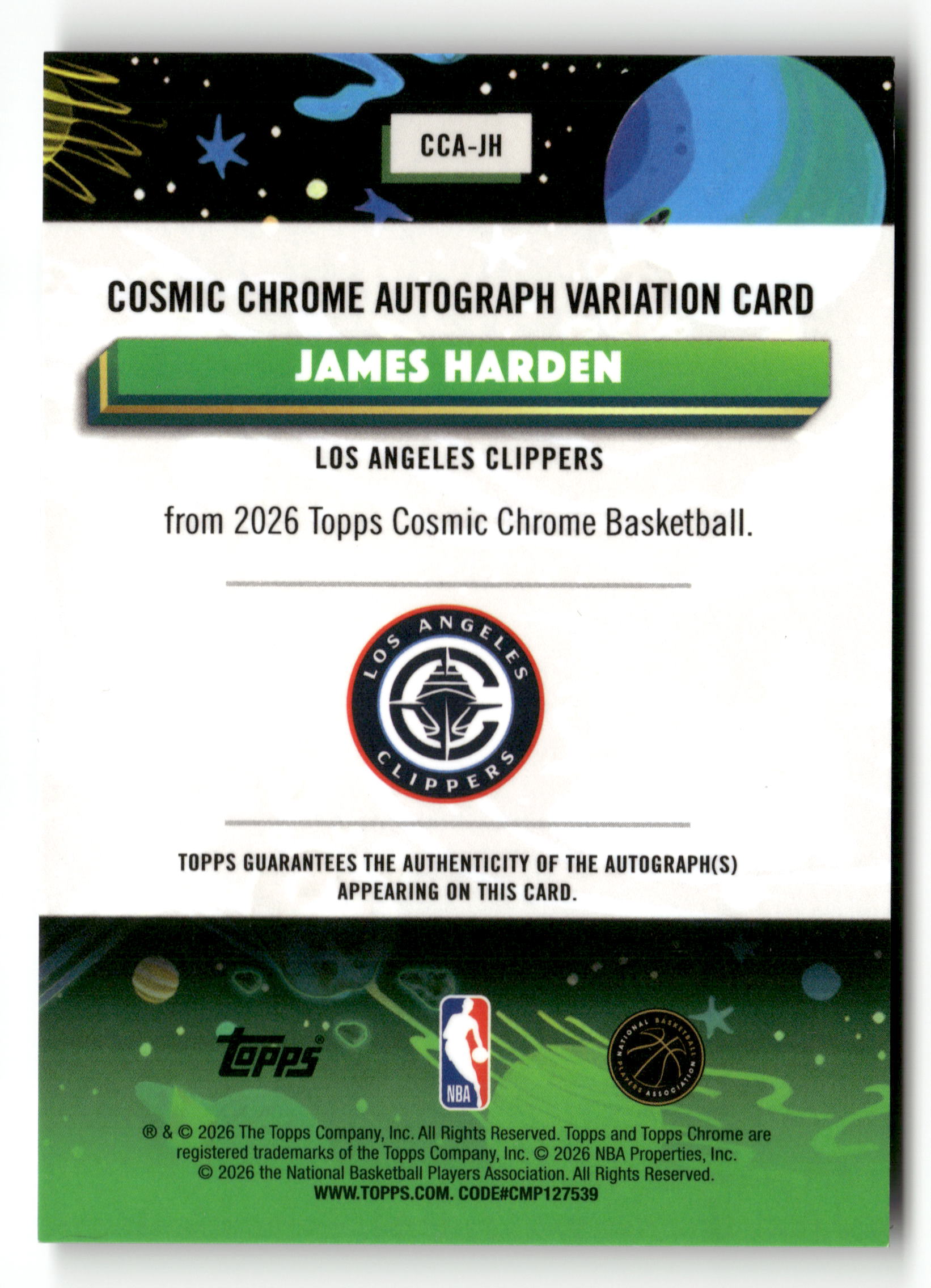 2025-26 Topps Chrome Cosmic #CCA-JH James Harden Auto Black Eclipse #/10