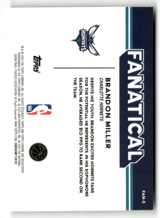 2025-26 Topps Chrome #FAN-3 Brandon Miller Fanatical