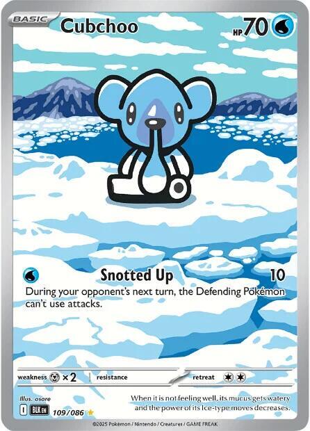 2025 Pokemon SV: Black Bolt Cubchoo - 109/086 Illustration Rare