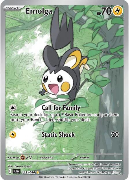 2025 Pokemon SV: Black Bolt Emolga - 112/086 Illustration Rare