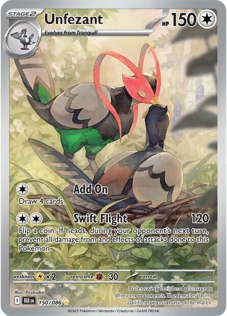 2025 Pokemon SV: Black Bolt Unfezant - 150/086 Illustration Rare