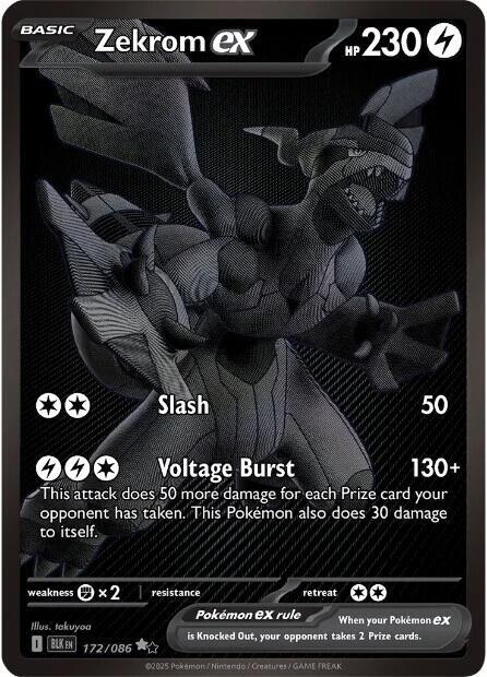 2025 Pokemon SV: Black Bolt Zekrom ex - 172/086 Black White Rare