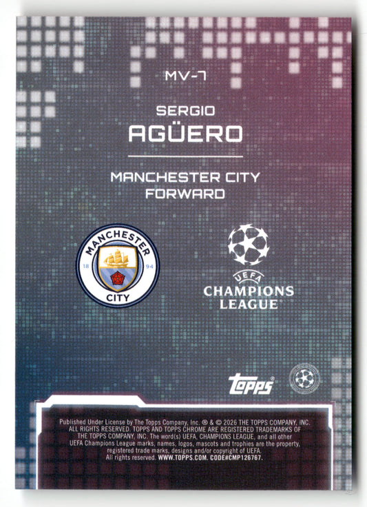 2025-26 Topps Chrome UEFA Club Competitions #MV-7 Sergio Agüero Metaverse
