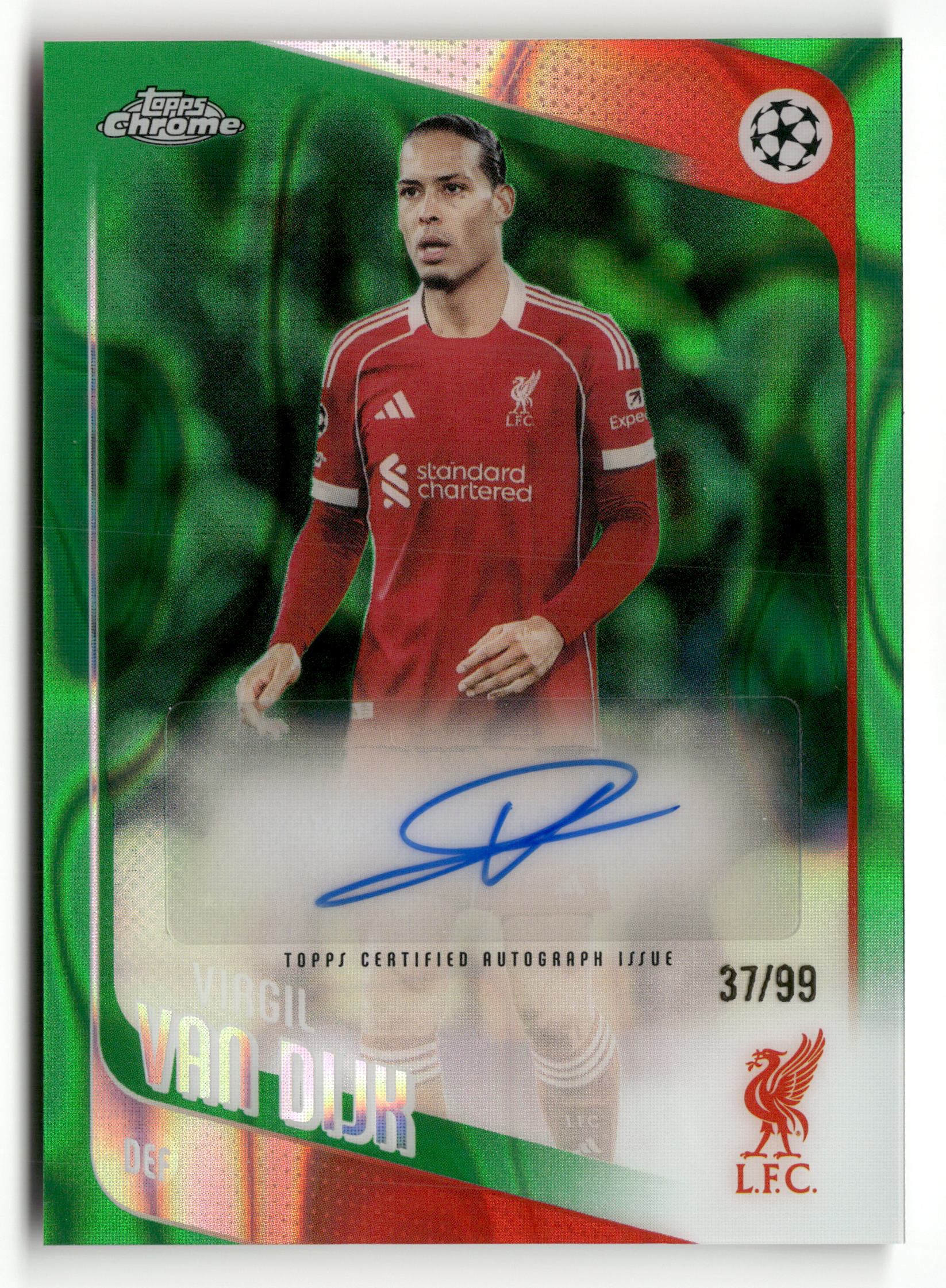 2025-26 Topps Premier League AC-VVD Virgil van Dijk Autographs Green  #/99