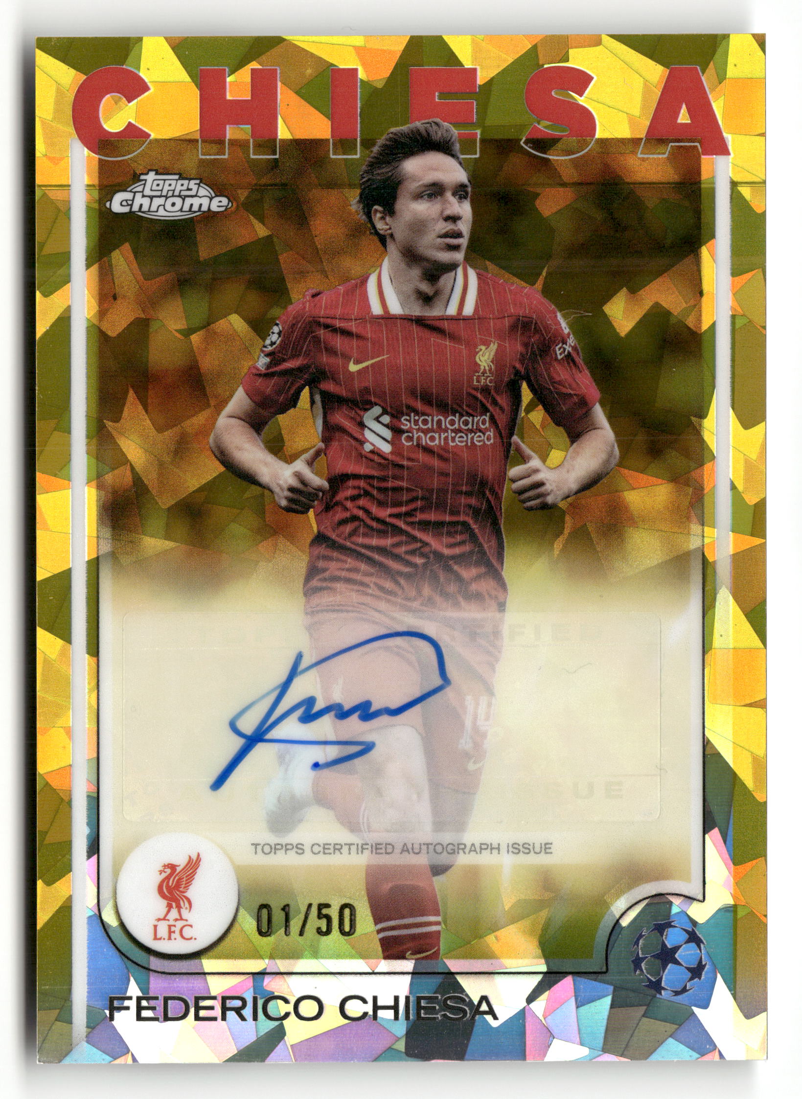 2024-25 Topps Chrome UEFA  #CA-CH Federico Chiesa Auto Gold Foilboard  #/50