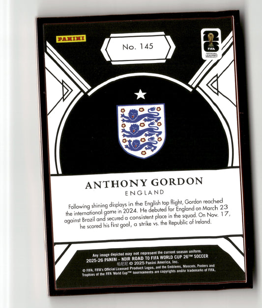 2025-26 Panini Noir Road to FIFA World Cup #145 Anthony Gordon Bronze Frame #/25