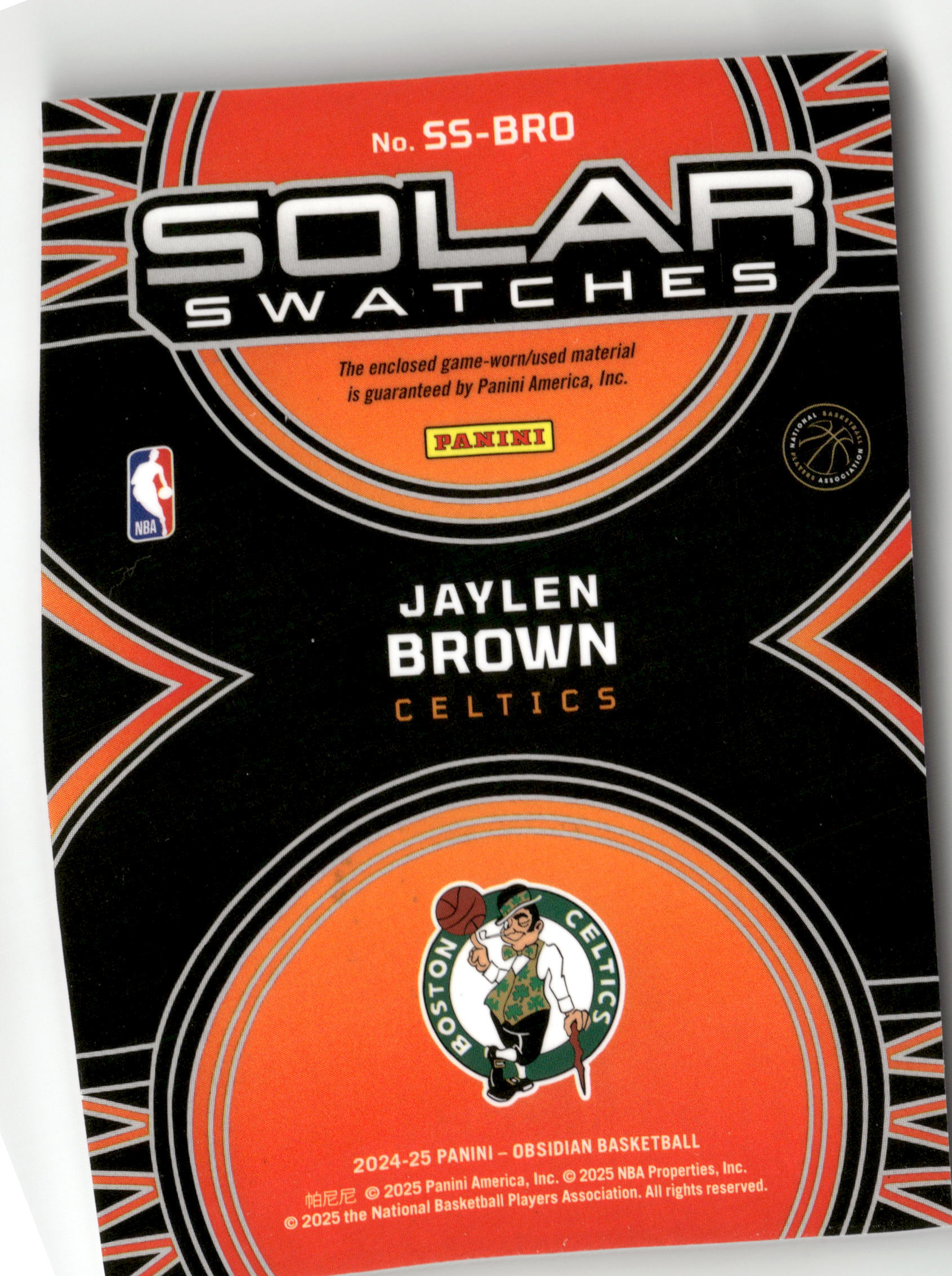 2024-25 Panini Obsidian #SS-BRO Jaylen Brown Solar Swatches