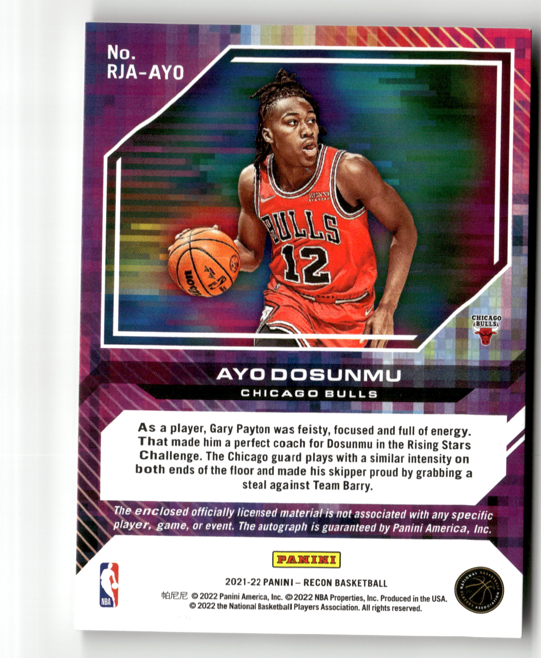 2021-22 Panini Recon #RJA-AYO Ayo Dosunmu Rookie Jersey Autographs #/99