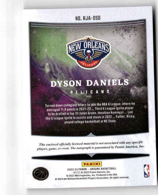 2022-23 Panini Origins #RJA-DSD Dyson Daniels Rookie Jersey Autographs