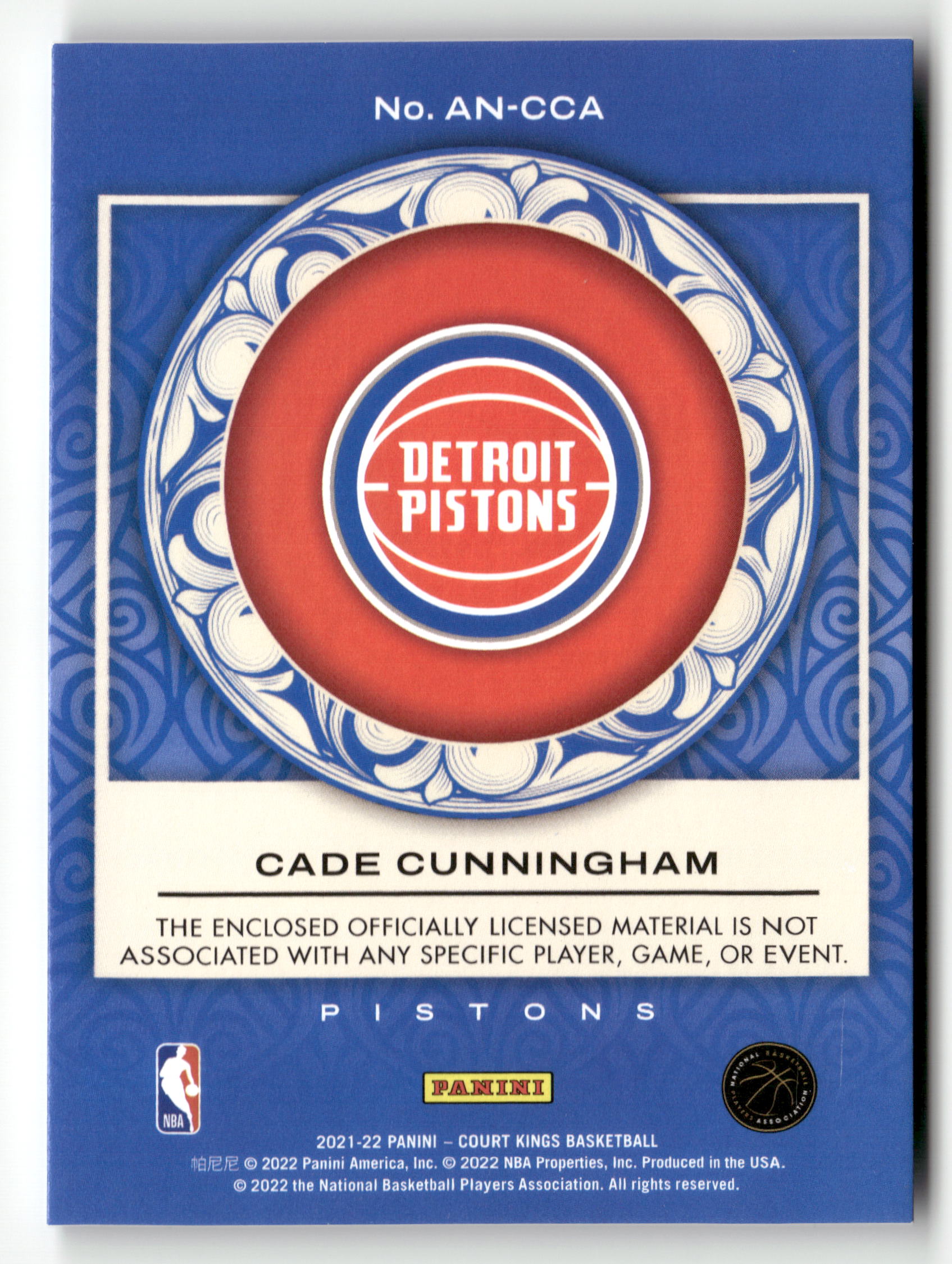 2021-22 Panini Court Kings #AN-CCA Cade Cunningham Art Nouveau