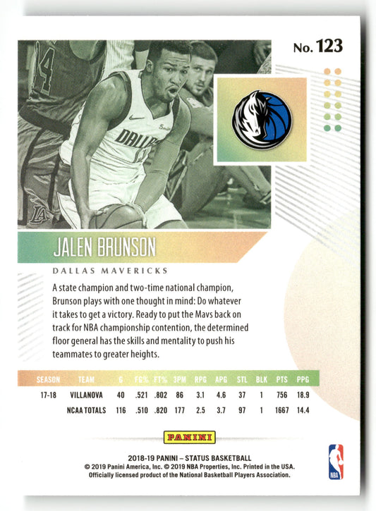 2018-19 Panini Status #123 Jalen Brunson