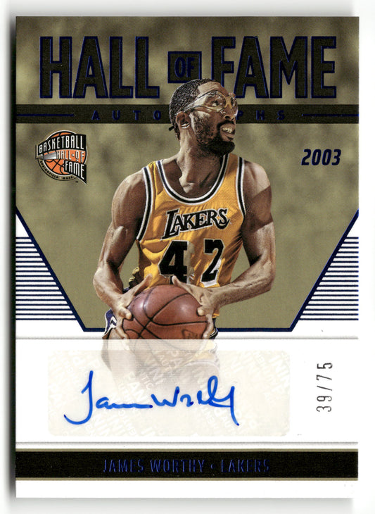 2022-23 Panini Chronicles #HOF-JWL James Worthy HOF Autographs Blue #/75