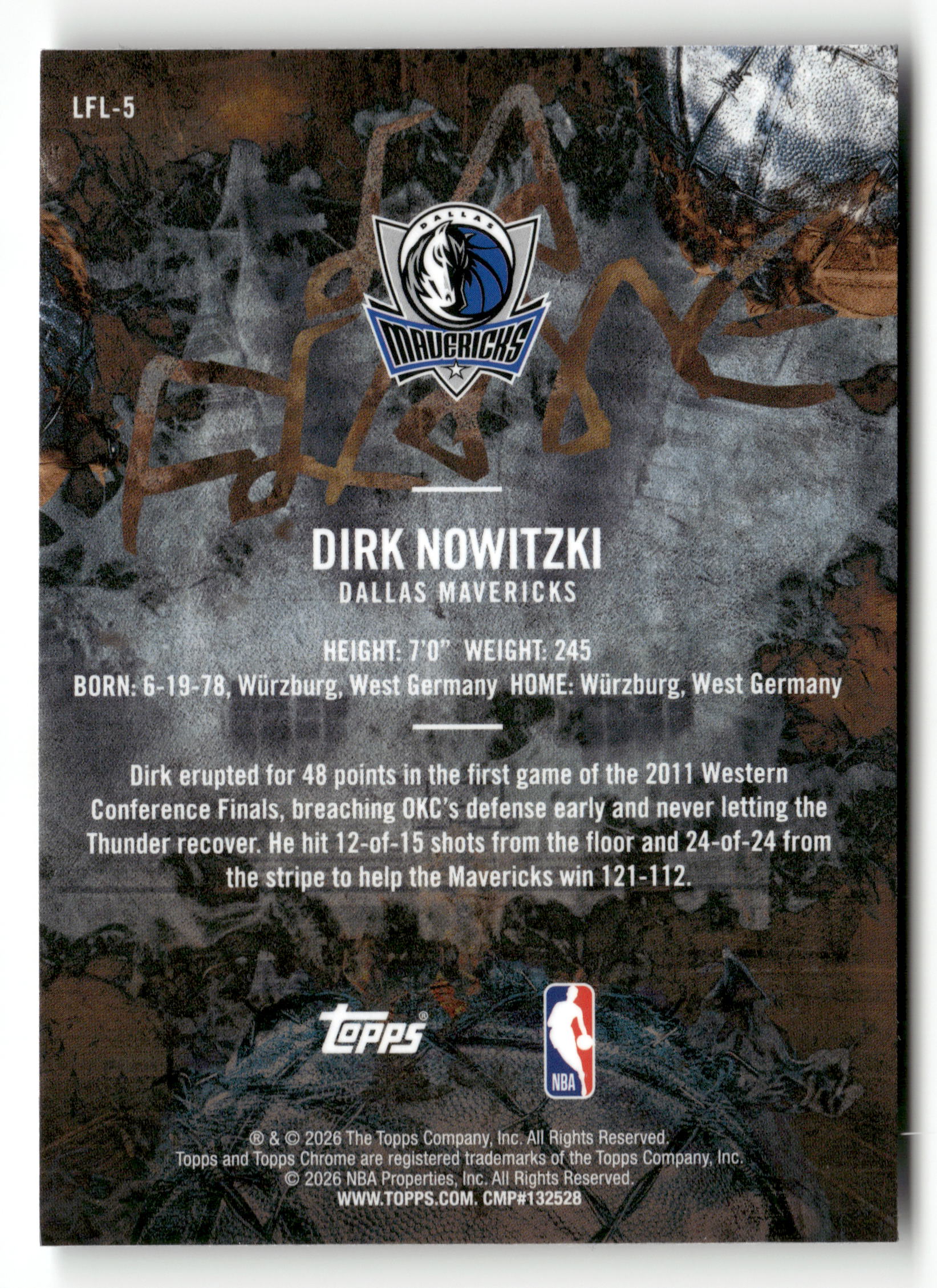 2025-26 Topps Chrome Cactus Jack #LFL-5 Dirk Nowitzki La Flame Legends
